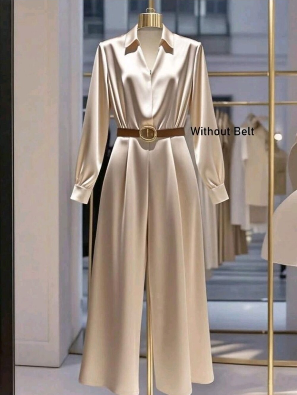 Women's Fashionable Elegant Solid Color V-Neck Jumpsuit Fall Cloth For Women